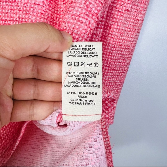 FRNCH PARIS Pink Jael Ruffle Should Crew Neck Long Sleeve Top  Women size S - Picture 15 of 16